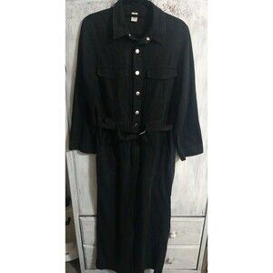 & Denim Wide Leg Long Sleeve Jumper Size 10 Black Grunge Skater Y2K Loganlook